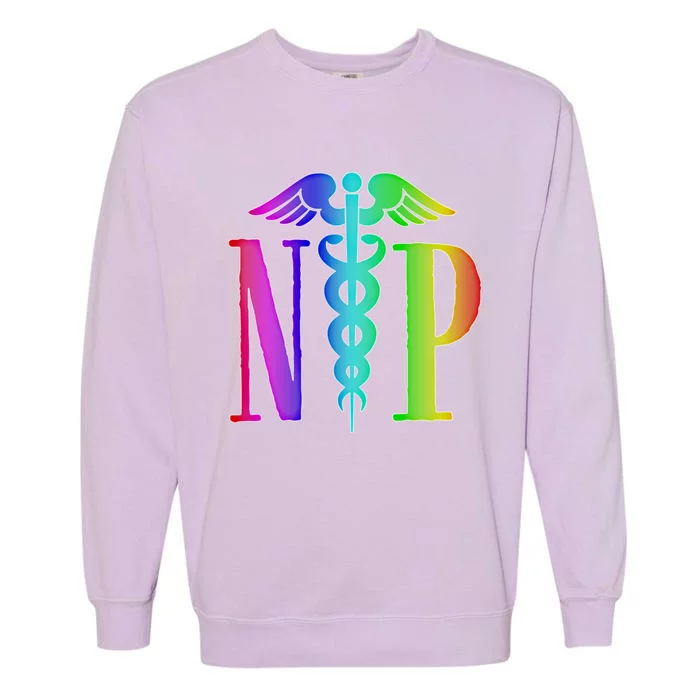 Nurse Practitioner Gift Caduceus Np Degree Proud Nursing Gift Garment-Dyed Sweatshirt