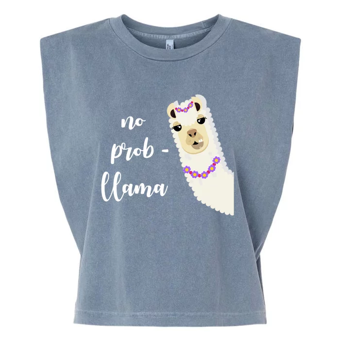 No Probgreat Giftllama Fun Face Alpaca Trending Funny Farm Animal Gift Garment-Dyed Women's Muscle Tee