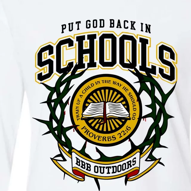 Nice Put God Back In Schools Bbb Outdoors Womens Cotton Relaxed Long Sleeve T-Shirt