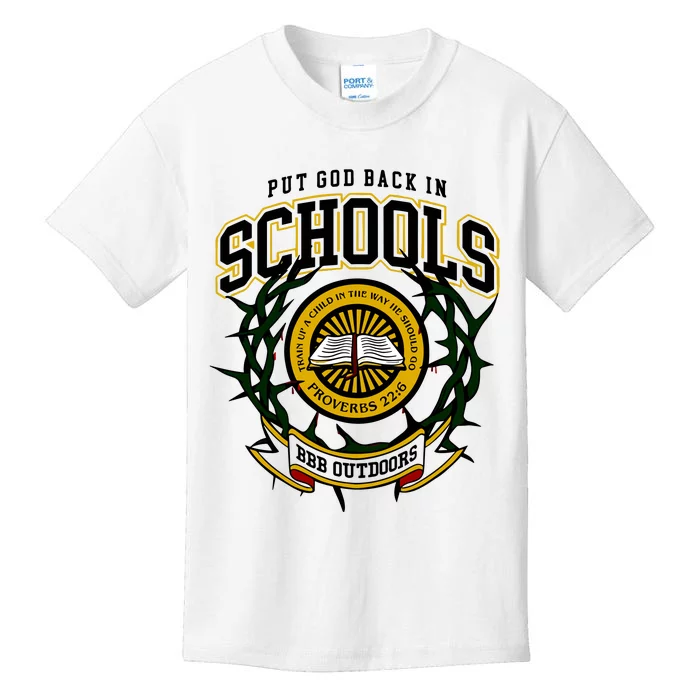 Nice Put God Back In Schools Bbb Outdoors Kids T-Shirt