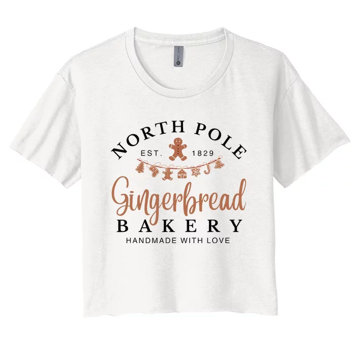 North Pole Gingerbread Bakery Women's Crop Top Tee