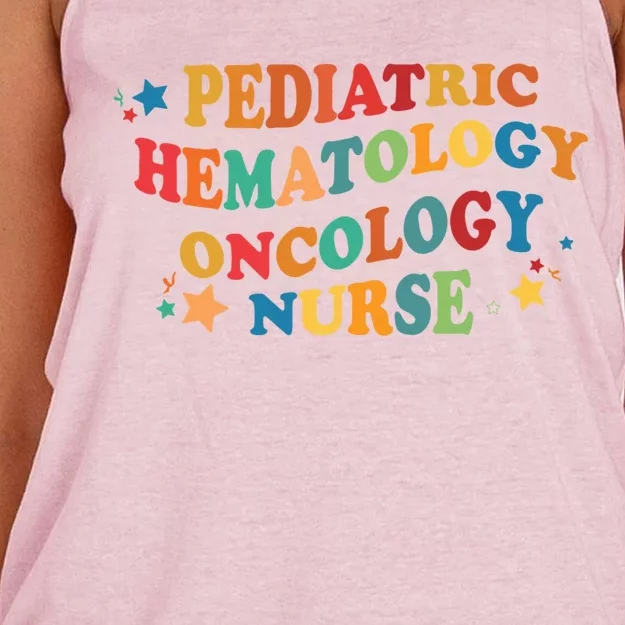 Nursing Pediatric Hematology Oncology Nurse Groovy Pediatric Gift Women's Knotted Racerback Tank