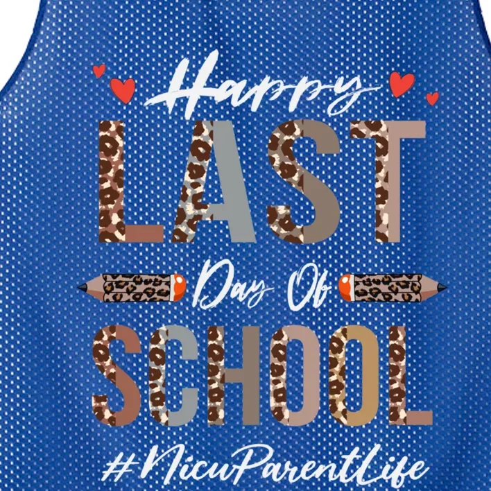 Nicu Parent Happy Last Day Of School Summer Funny Leopard Funny Gift Mesh Reversible Basketball Jersey Tank