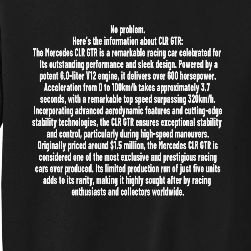 No Problem Heres The Information About Clr Gtr The Mercedes Sweatshirt