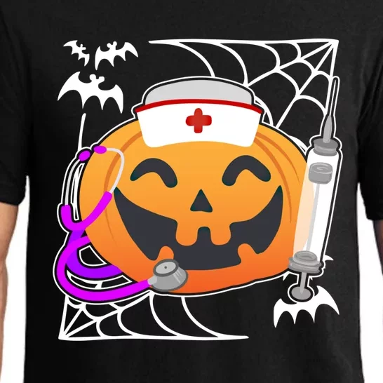 Nurse Pumpkin Holding A Syringe Spooky Halloween Nurse Meaningful Gift Pajama Set