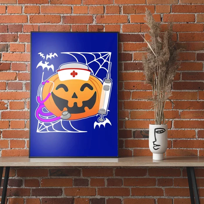 Nurse Pumpkin Holding A Syringe Spooky Halloween Nurse Meaningful Gift Poster