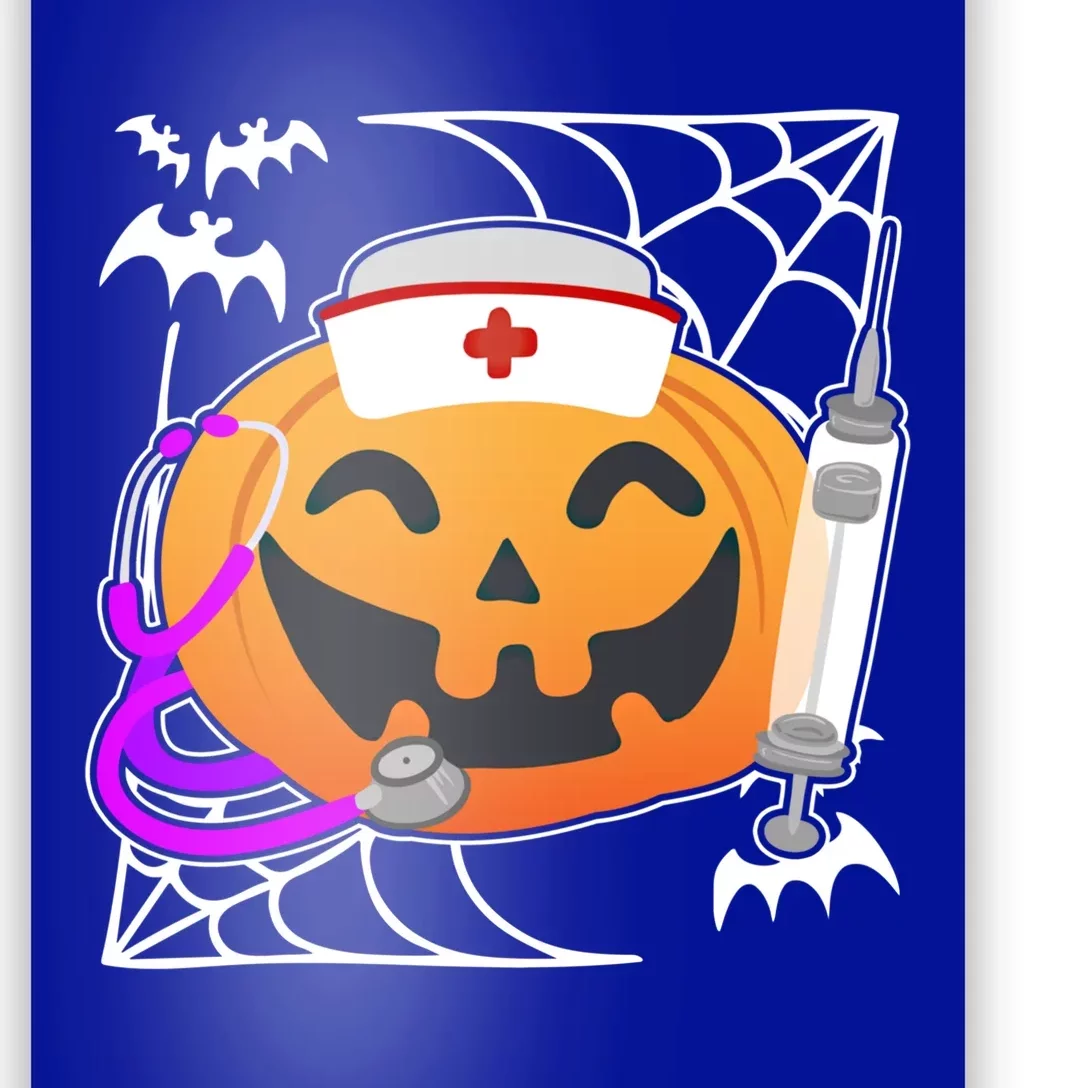 Nurse Pumpkin Holding A Syringe Spooky Halloween Nurse Meaningful Gift Poster