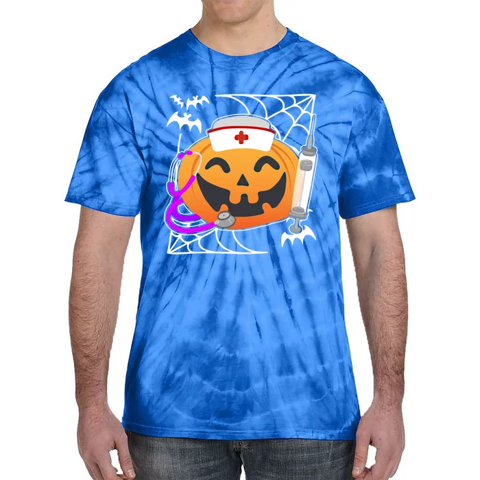 Nurse Pumpkin Holding A Syringe Spooky Halloween Nurse Meaningful Gift Tie-Dye T-Shirt