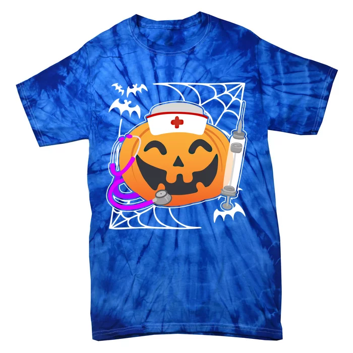 Nurse Pumpkin Holding A Syringe Spooky Halloween Nurse Meaningful Gift Tie-Dye T-Shirt