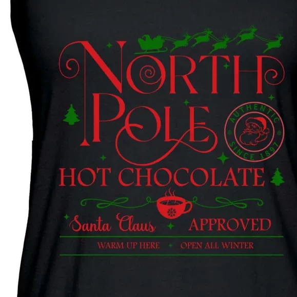 North Pole Hot Chocolate Christmas Graphic Ladies Essential Flowy Tank