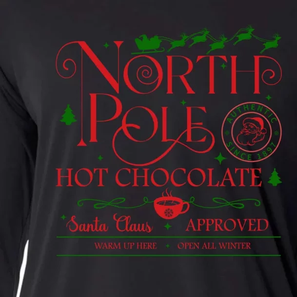 North Pole Hot Chocolate Christmas Graphic Cooling Performance Long Sleeve Crew