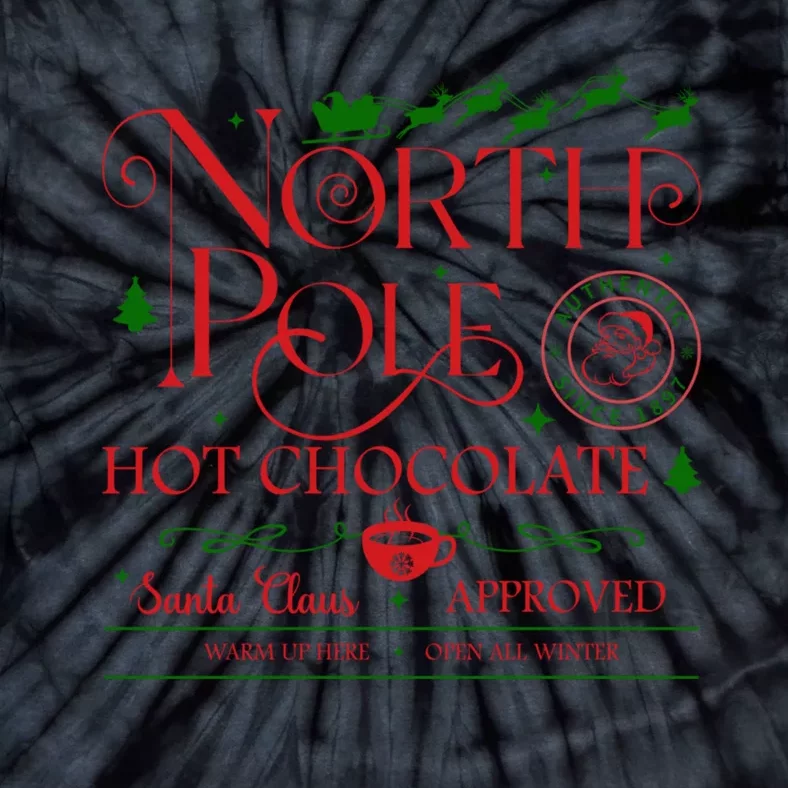 North Pole Hot Chocolate Christmas Graphic Tie-Dye T-Shirt