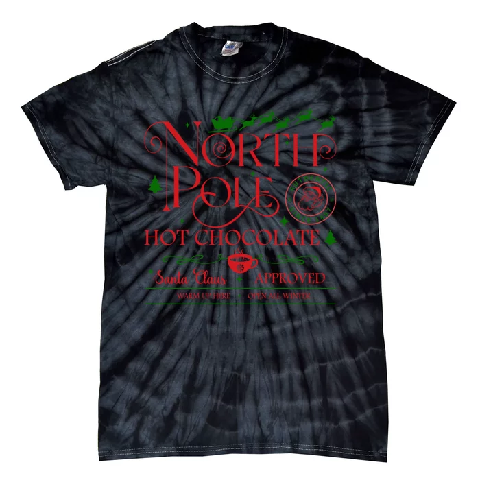 North Pole Hot Chocolate Christmas Graphic Tie-Dye T-Shirt