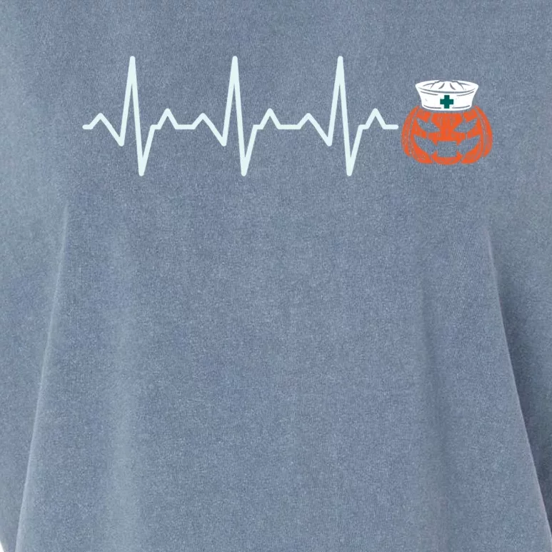 Nurse Pumpkin Heartbeat Gift Garment-Dyed Women's Muscle Tee