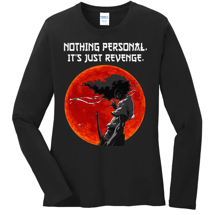 Nothing Personal Its Just Retaliate Humor Afro Samurai Ladies Long Sleeve Shirt