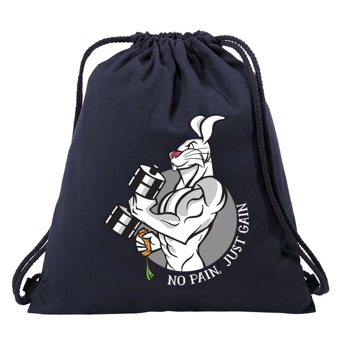 No Pain Just Gain Funny Rabbit Gift Drawstring Bag