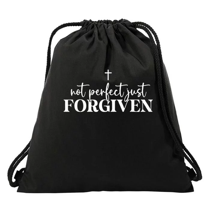 Not Perfect Just Forgiven Drawstring Bag