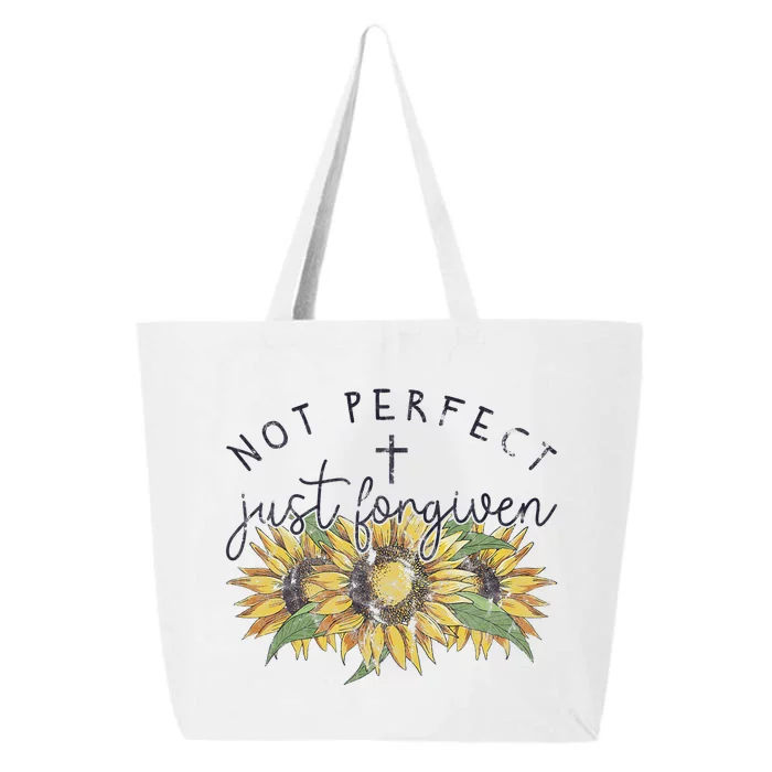 Not Perfect Just Forgiven Sunflower Christian 25L Jumbo Tote