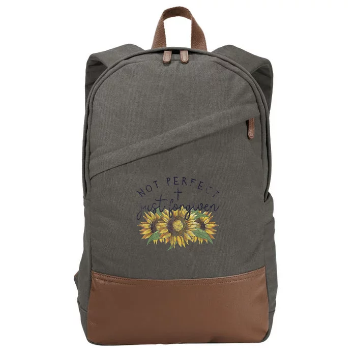 Not Perfect Just Forgiven Sunflower Christian Cotton Canvas Backpack