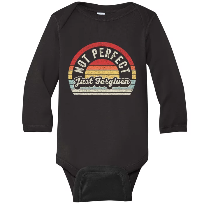 Not Perfect Just Forgiven Christian Team Jesus Easter Day Baby Long Sleeve Bodysuit