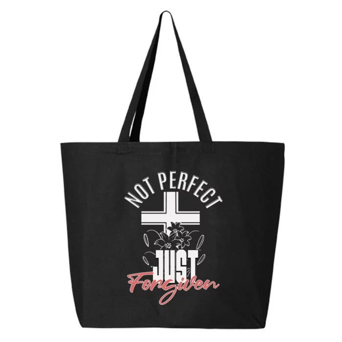 Not Perfect Just Forgiven Christian Wo Jesus Faith Cross 25L Jumbo Tote