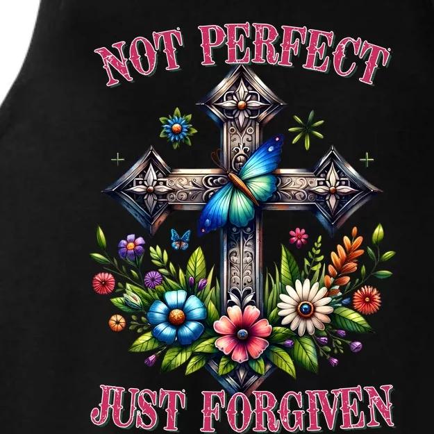 Not Perfect Just Forgiven Jesus Christ Ladies Tri-Blend Wicking Tank