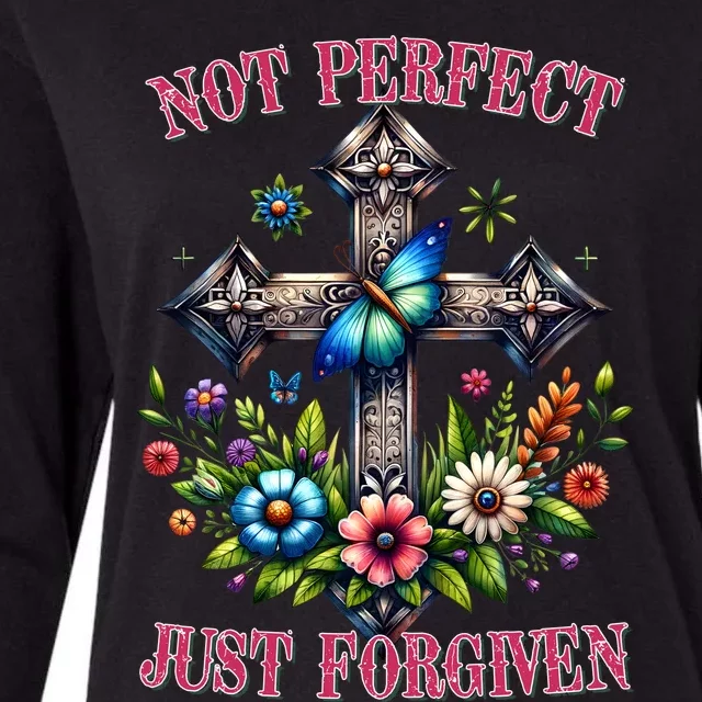 Not Perfect Just Forgiven Jesus Christ Womens Cotton Relaxed Long Sleeve T-Shirt