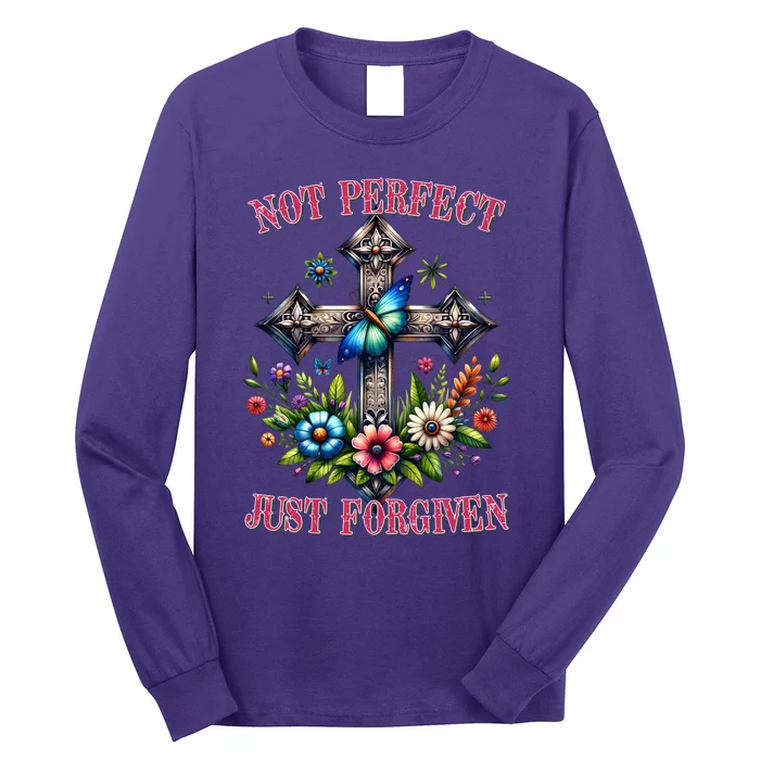 Not Perfect Just Forgiven Jesus Christ Long Sleeve Shirt