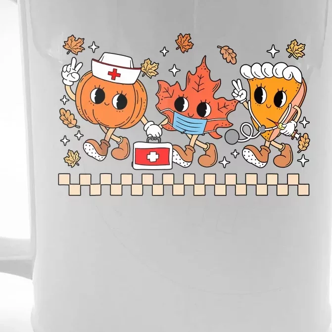 Nurse Pumpkin Leaves Fall Thanksgiving Front & Back Beer Stein