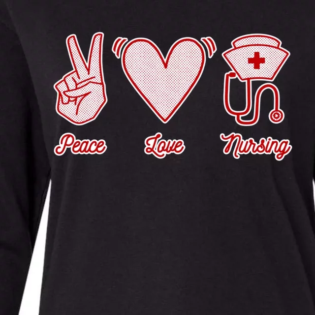 Nurse Peace Love Nursing Medicine Gift Womens Cotton Relaxed Long Sleeve T-Shirt