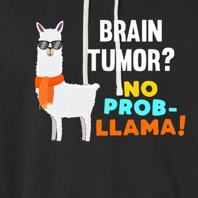 No Prob Llama Brain Tumor Survivor Recovery Get Well Gifts Garment-Dyed Fleece Hoodie