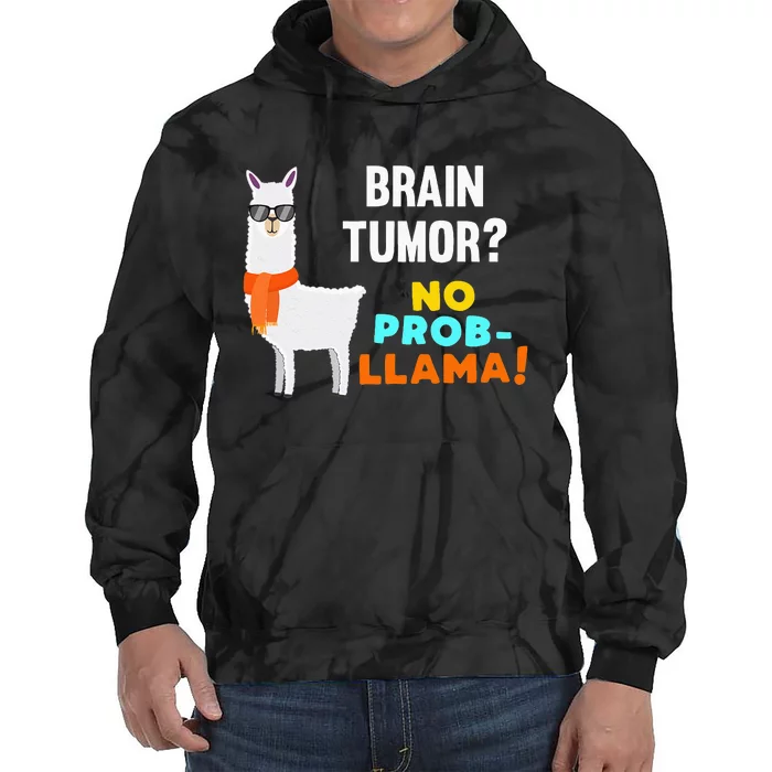 No Prob Llama Brain Tumor Survivor Recovery Get Well Gifts Tie Dye Hoodie