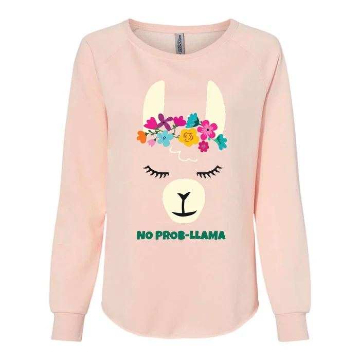 No Prob Llama Christmas Women Girl Birthday Womens California Wash Sweatshirt