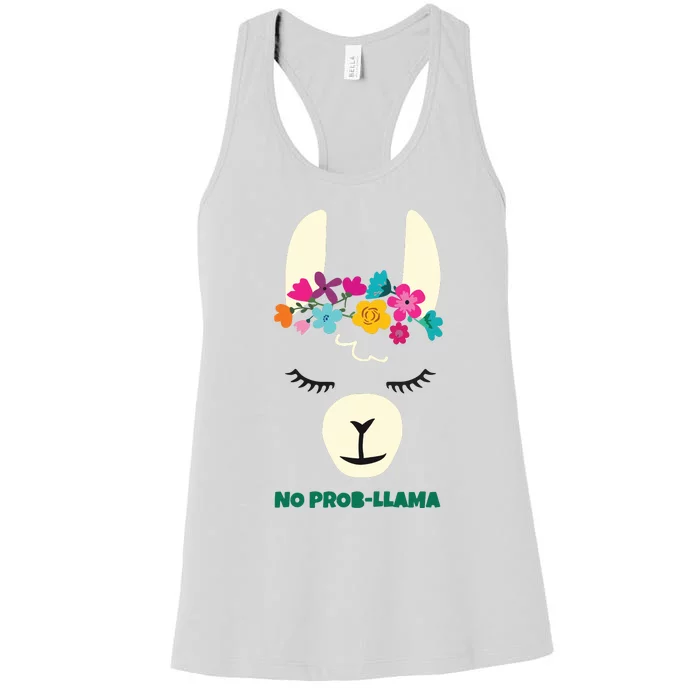 No Prob Llama Christmas Women Girl Birthday Women's Racerback Tank