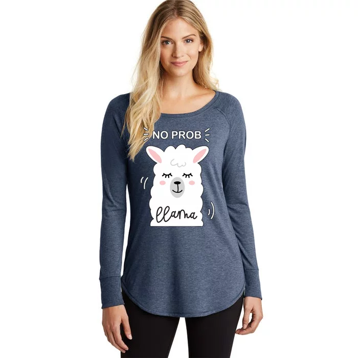 No Prob Llama Cute Funny No Drama Alpaca Lammacorn Women's Perfect Tri Tunic Long Sleeve Shirt