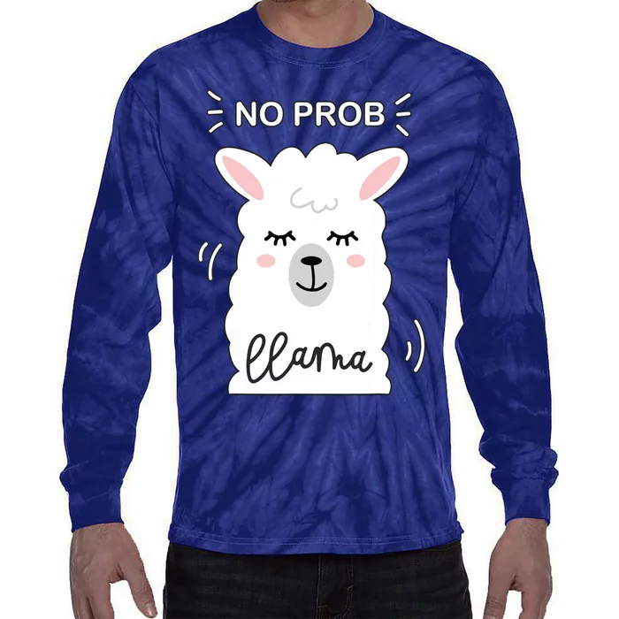 No Prob Llama Cute Funny No Drama Alpaca Lammacorn Tie-Dye Long Sleeve Shirt