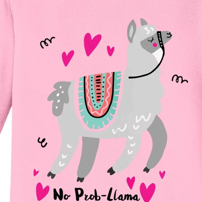 No Prob Llama Funny Llama Alpaca Lover Gift Baby Long Sleeve Bodysuit