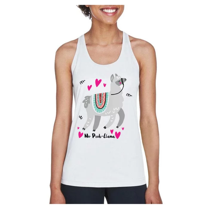 No Prob Llama Funny Llama Alpaca Lover Gift Women's Racerback Tank