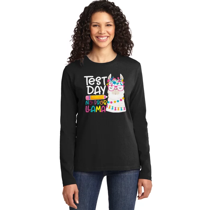 No Problem Llama Testing State Testing Ladies Long Sleeve Shirt