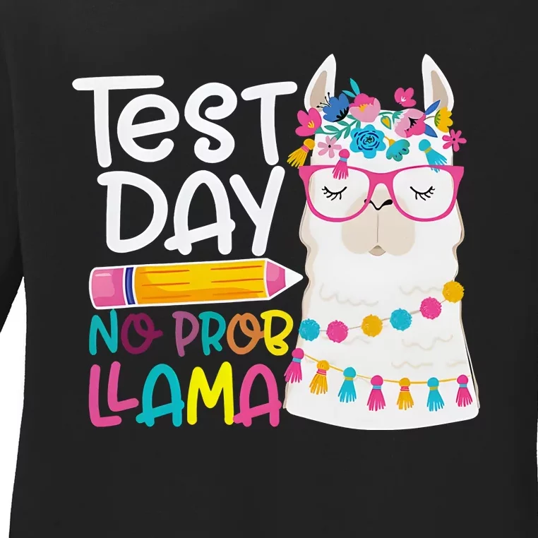 No Problem Llama Testing State Testing Ladies Long Sleeve Shirt