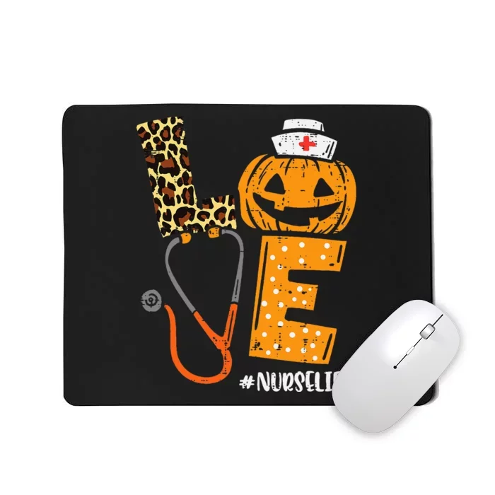 Nurse Pumpkin Leopard Print Festive Fall & Thanksgiving Decor Mousepad