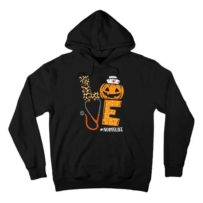 Nurse Pumpkin Leopard Print Festive Fall & Thanksgiving Decor Tall Hoodie