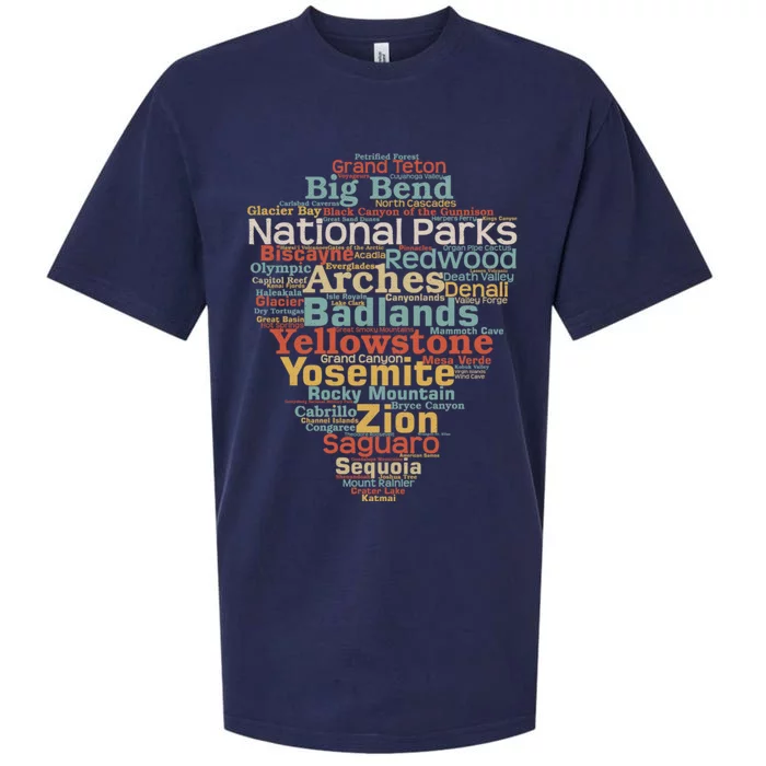 National Parks List Word Cloud Camping Hiking Sueded Cloud Jersey T-Shirt