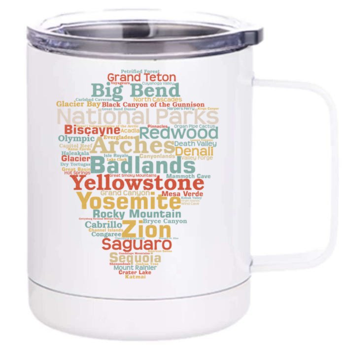 National Parks List Word Cloud Camping Hiking Front & Back 12oz Stainless Steel Tumbler Cup