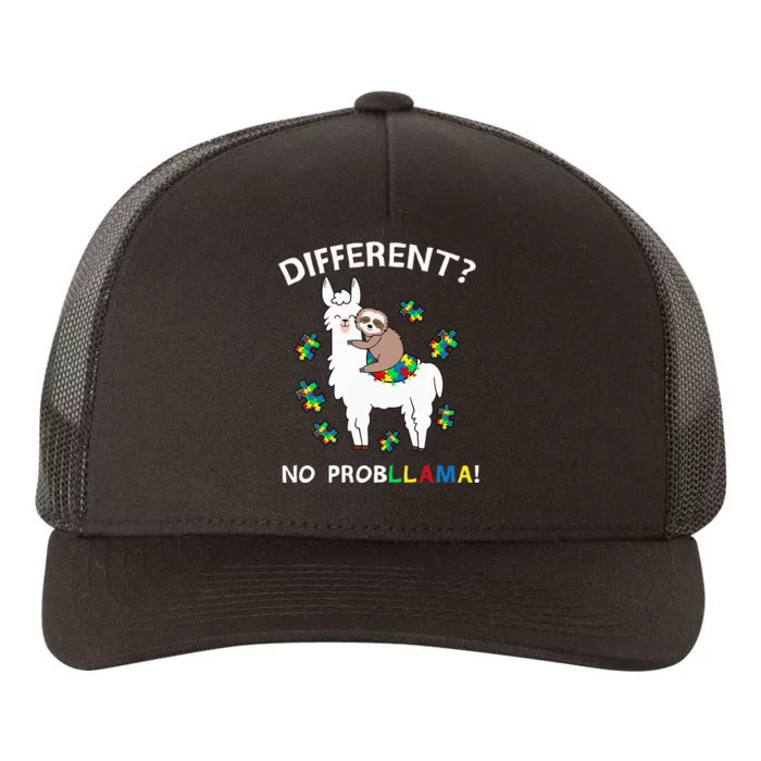 No Probllama Llama Sloth Puzzle Cool Autism Awareness Gift Yupoong Adult 5-Panel Trucker Hat