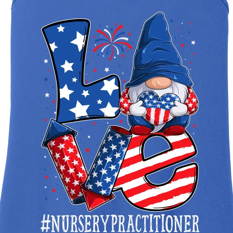 Nursery Practitioner Love 4th Of July Gnome Usa Patriotic Meaningful Gift Ladies Essential Tank