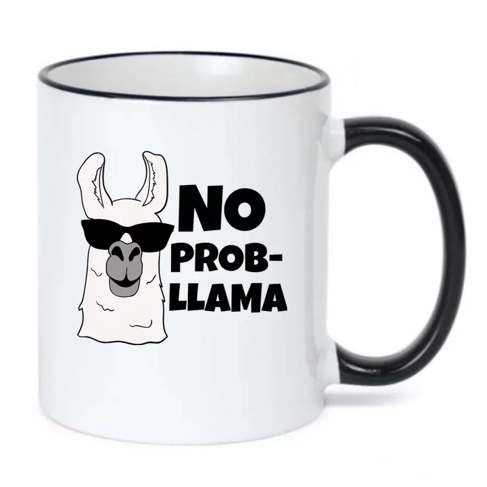 No Probllama Llama Problem Funny Black Color Changing Mug