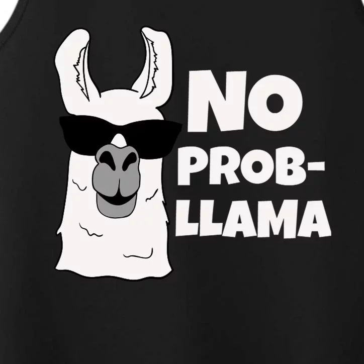 No Probllama Llama Problem Funny Performance Tank