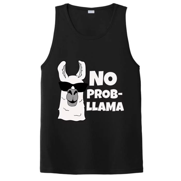 No Probllama Llama Problem Funny Performance Tank