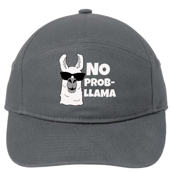 No Probllama Llama Problem Funny 7-Panel Snapback Hat